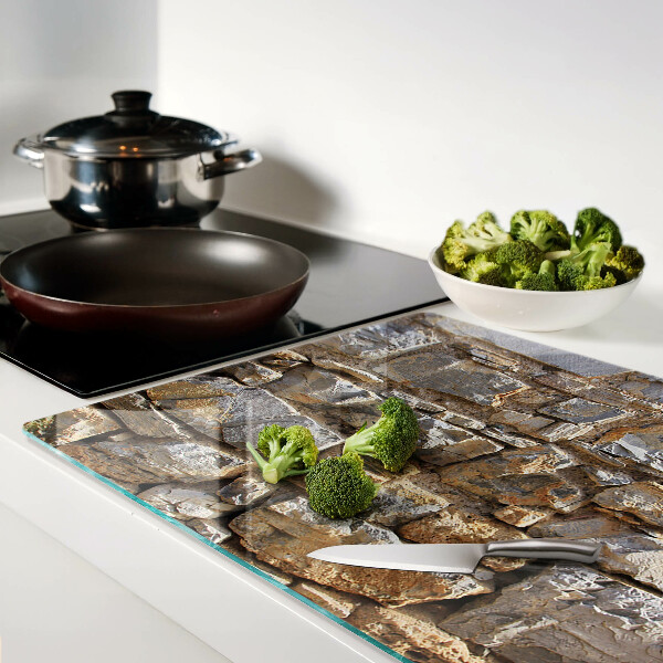 Tagliere in vetro temperato con motivo muro di pietra