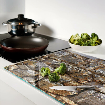 Tagliere in vetro temperato con motivo muro di pietra