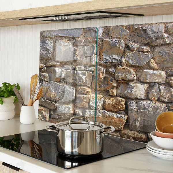 Tagliere in vetro temperato con motivo muro di pietra