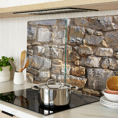 Tagliere in vetro temperato con motivo muro di pietra