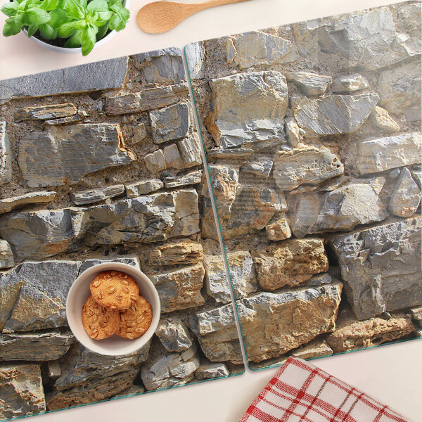 Tagliere in vetro temperato con motivo muro di pietra