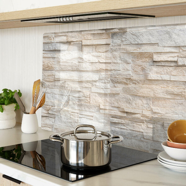 Tagliere in vetro temperato con motivo in pietra naturale nei toni del beige