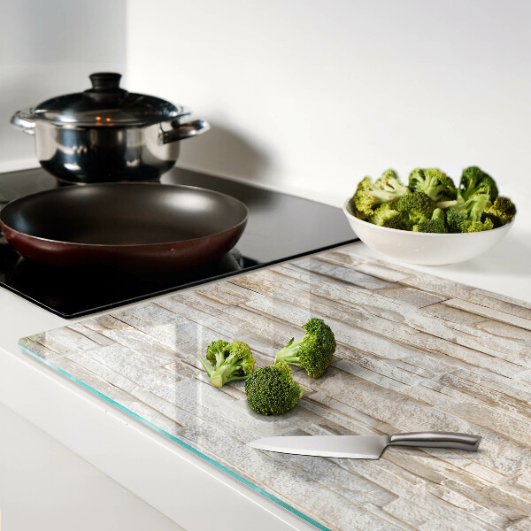 Tagliere in vetro temperato con motivo in pietra naturale nei toni del beige