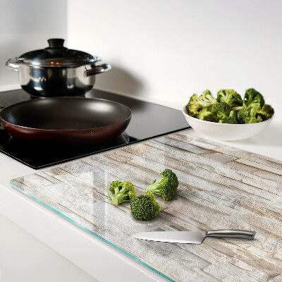 Tagliere in vetro temperato con motivo in pietra naturale nei toni del beige