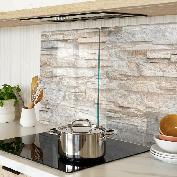 Tagliere in vetro temperato con motivo in pietra naturale nei toni del beige