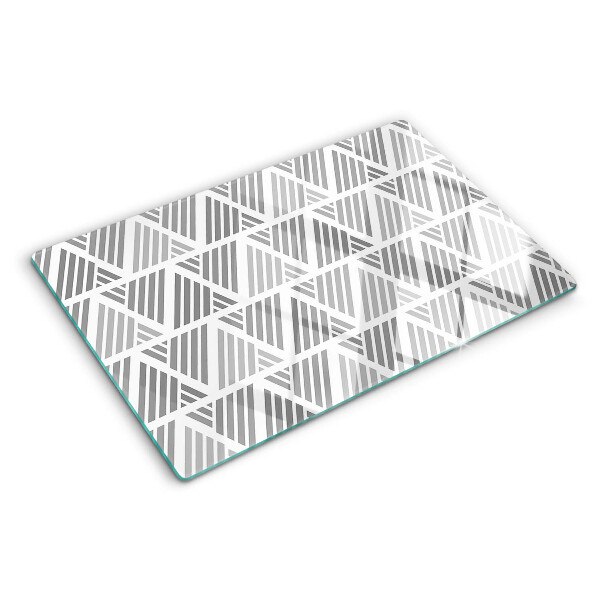 Tagliere in vetro temperato con motivi geometrici nei toni del grigio