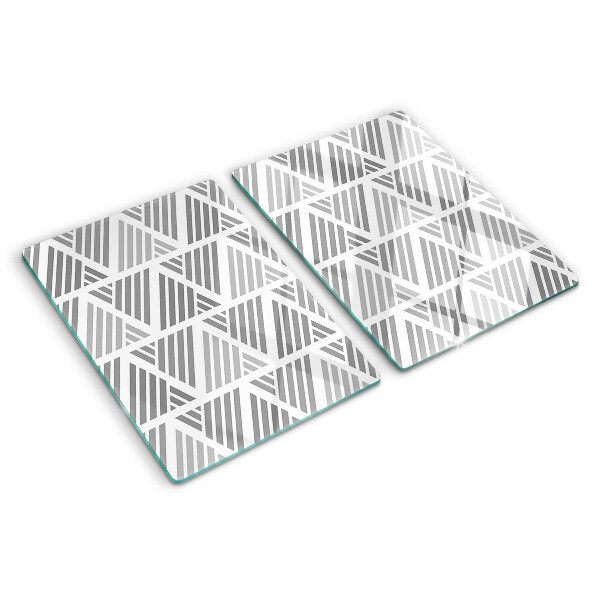 Tagliere in vetro temperato con motivi geometrici nei toni del grigio