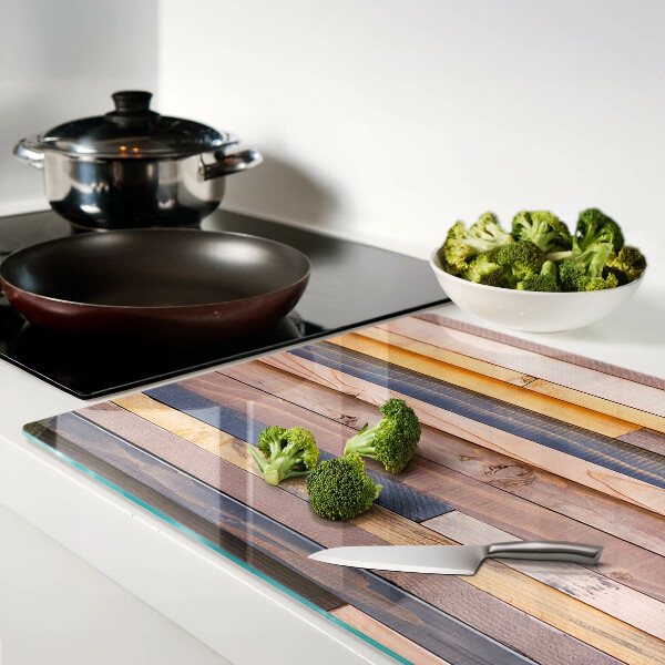 Tagliere in vetro temperato con motivo nei toni del legno