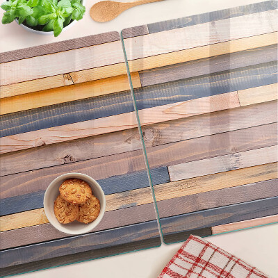 Tagliere in vetro temperato con motivo nei toni del legno