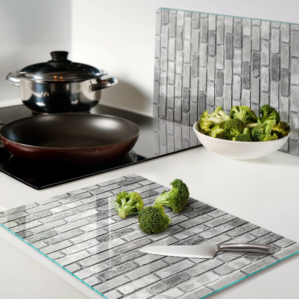 Tagliere in vetro temperato con stampa a motivo muro di mattoni