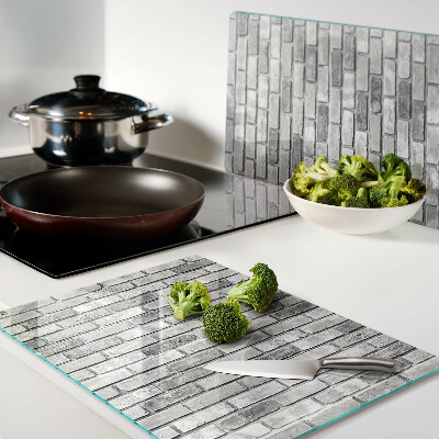 Tagliere in vetro temperato con stampa a motivo muro di mattoni