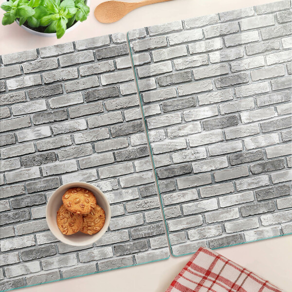 Tagliere in vetro temperato con stampa a motivo muro di mattoni