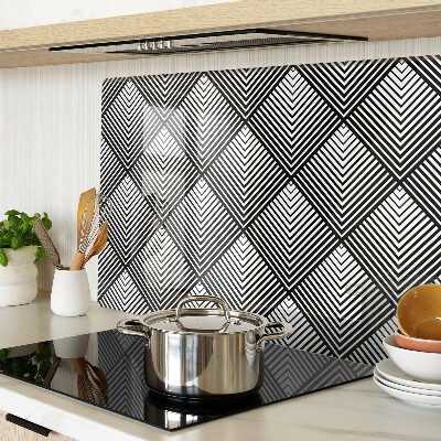 Tagliere in vetro temperato con motivo geometrico in bianco e nero