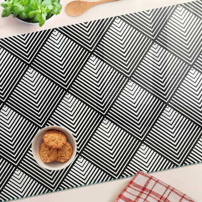 Tagliere in vetro temperato con motivo geometrico in bianco e nero