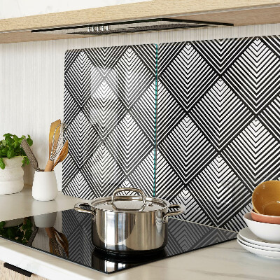 Tagliere in vetro temperato con motivo geometrico in bianco e nero