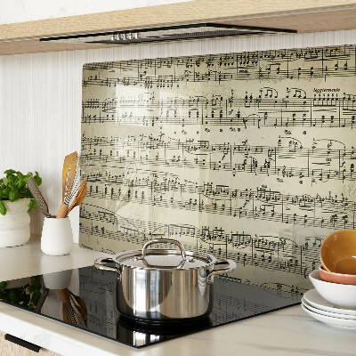 Tagliere in vetro temperato con stampa a tema notazione musicale