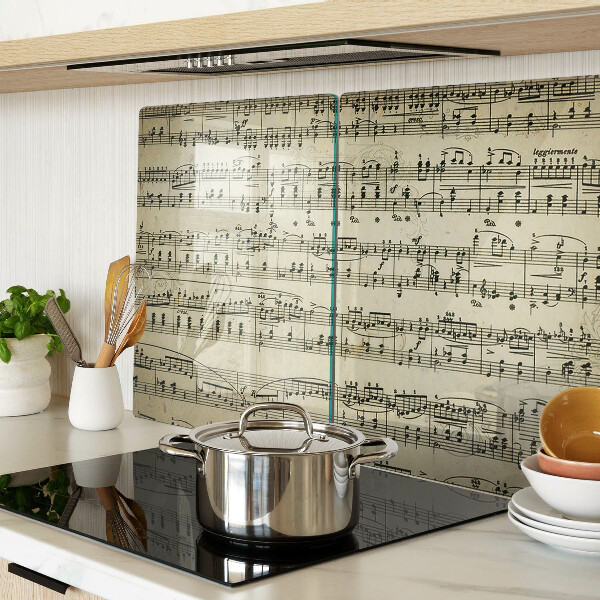 Tagliere in vetro temperato con stampa a tema notazione musicale