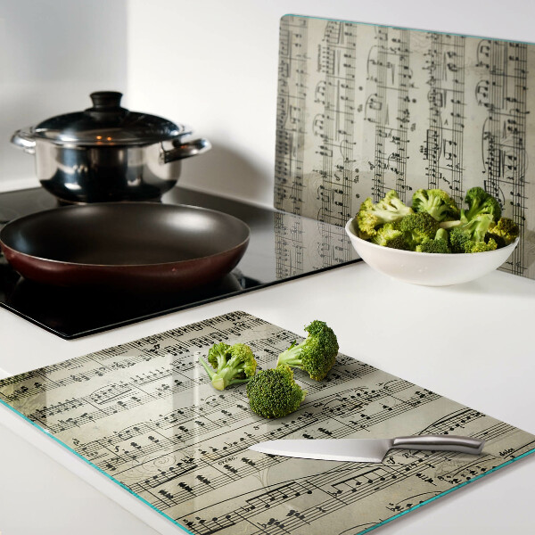 Tagliere in vetro temperato con stampa a tema notazione musicale