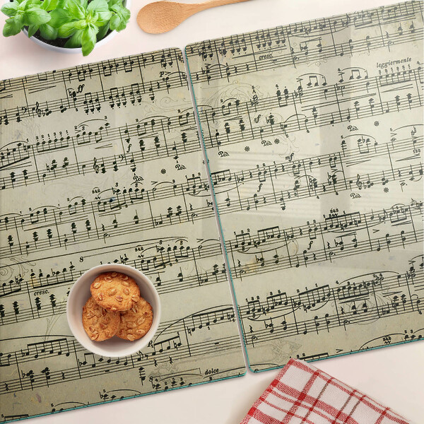 Tagliere in vetro temperato con stampa a tema notazione musicale