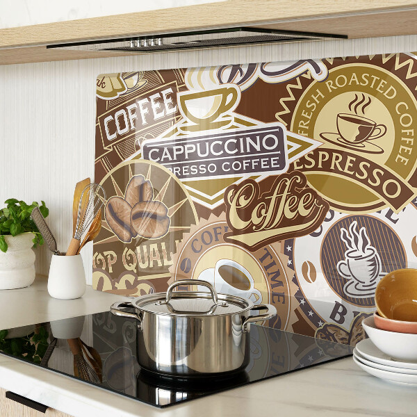 Tagliere in vetro temperato con stampa a tema caffè ed espresso