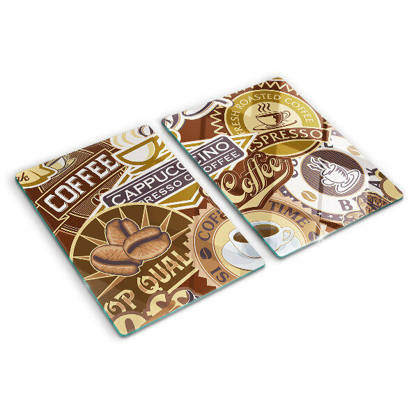 Tagliere in vetro temperato con stampa a tema caffè ed espresso