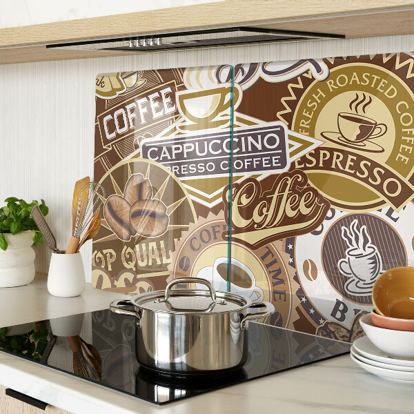 Tagliere in vetro temperato con stampa a tema caffè ed espresso