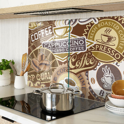 Tagliere in vetro temperato con stampa a tema caffè ed espresso