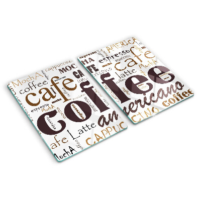 Tagliere in vetro temperato con motivo a tema caffè e adatto a bevande al caffè