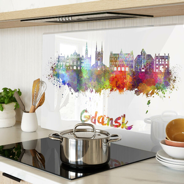 Tagliere in vetro temperato con stampa 'Danzica' nei colori dell'acquerello