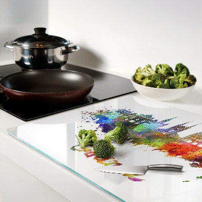 Tagliere in vetro temperato con stampa 'Danzica' nei colori dell'acquerello