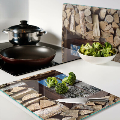 Tagliere in vetro temperato con stampa raffigurante un paesaggio invernale visto attraverso una finestra