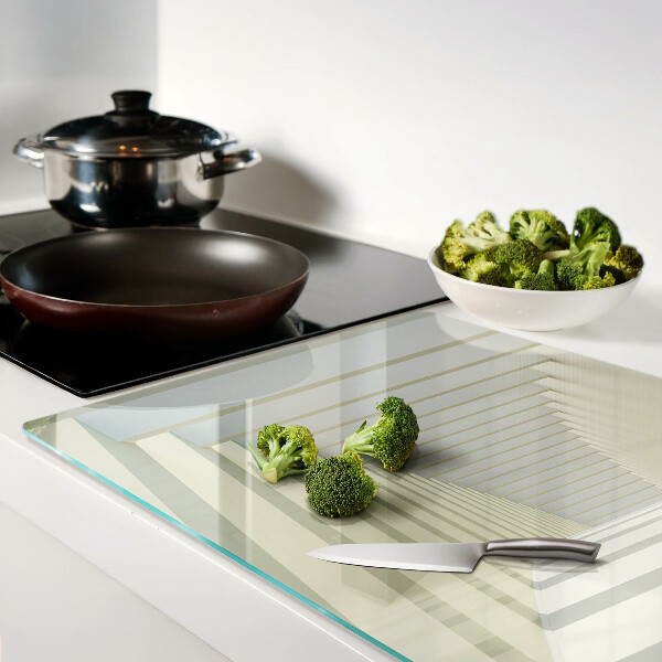 Tagliere in vetro temperato con stampa prospettiva architettonica ad effetto specchio