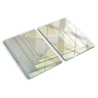 Tagliere in vetro temperato con stampa prospettiva architettonica ad effetto specchio