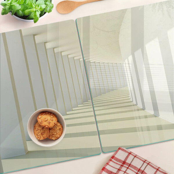 Tagliere in vetro temperato con stampa prospettiva architettonica ad effetto specchio