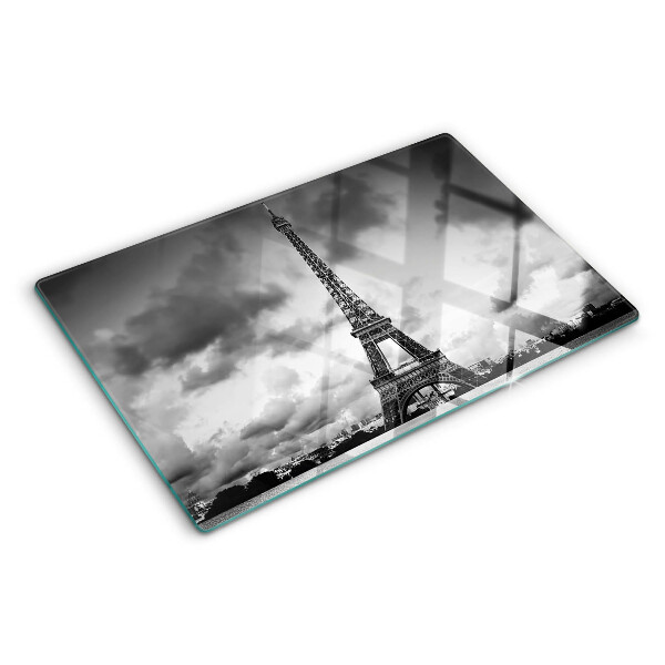 Tagliere in vetro temperato Torre Eiffel in bianco e nero
