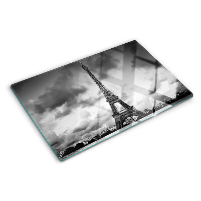 Tagliere in vetro temperato Torre Eiffel in bianco e nero