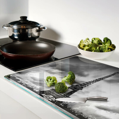 Tagliere in vetro temperato con stampa della Torre Eiffel in bianco e nero