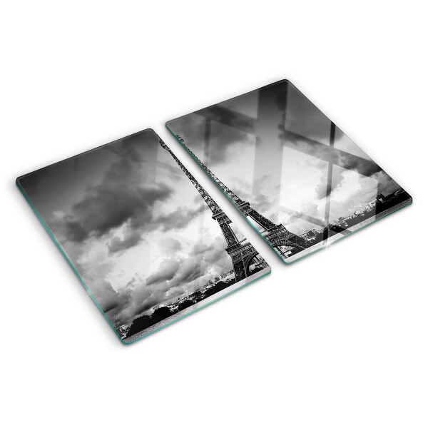 Tagliere in vetro temperato Torre Eiffel in bianco e nero