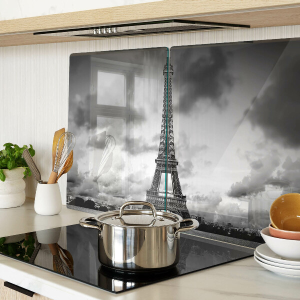 Tagliere in vetro temperato Torre Eiffel in bianco e nero