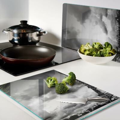 Tagliere in vetro temperato con stampa della Torre Eiffel in bianco e nero