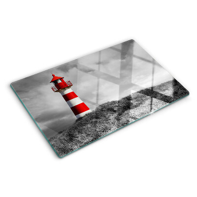 Tagliere in vetro temperato con stampa raffigurante un faro nel paesaggio