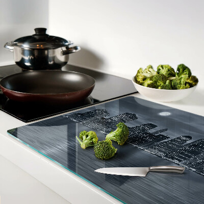 Tagliere in vetro con stampa del panorama della città riflesso a notte