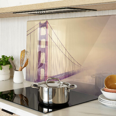 Tagliere in vetro temperato con stampa del Golden Gate Bridge in stile vintage
