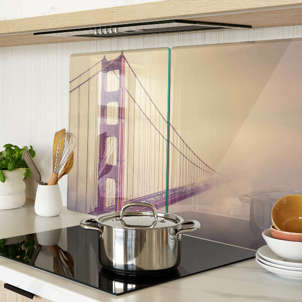 Tagliere in vetro temperato con stampa del Golden Gate Bridge in stile vintage