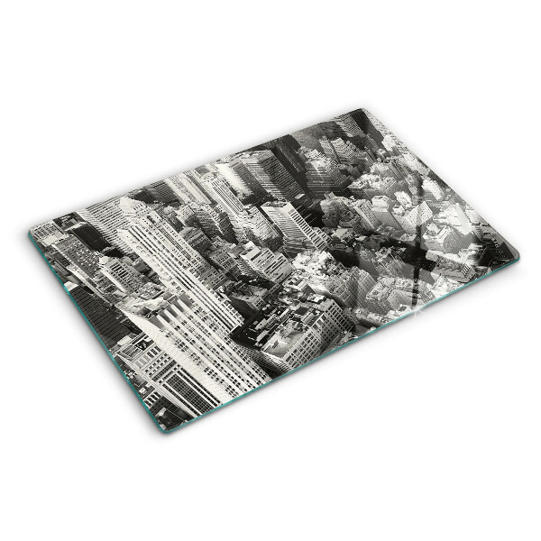Tagliere in vetro con stampa della vista aerea della città