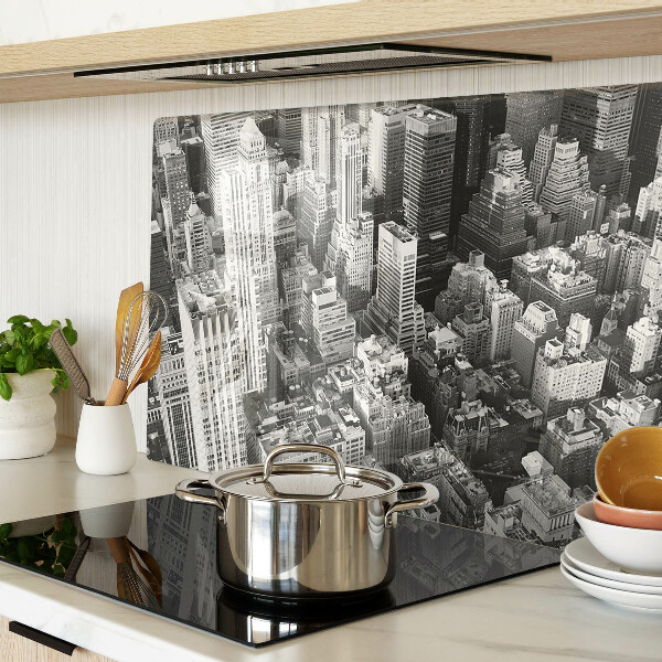 Tagliere in vetro con stampa della vista aerea della città