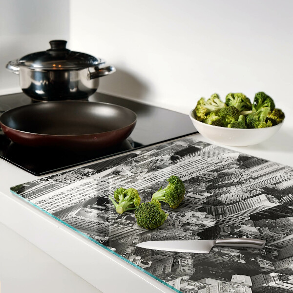 Tagliere in vetro con stampa della vista aerea della città