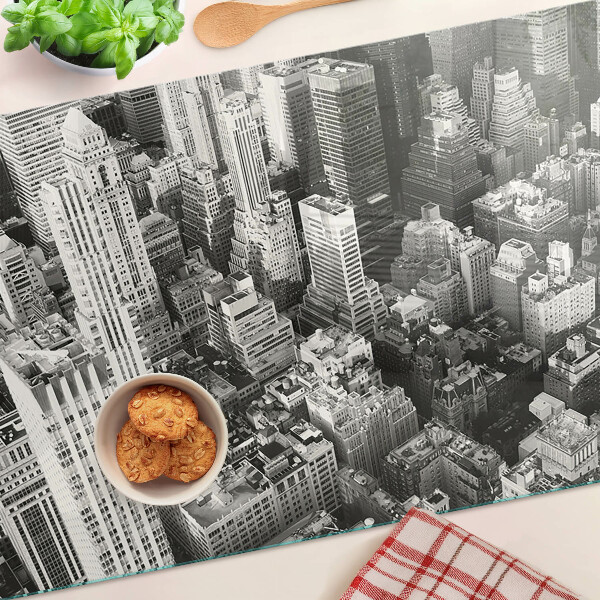 Tagliere in vetro con stampa della vista aerea della città