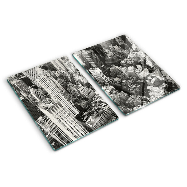 Tagliere in vetro con stampa della vista aerea della città