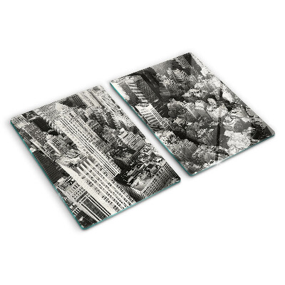 Tagliere in vetro con stampa della vista aerea della città